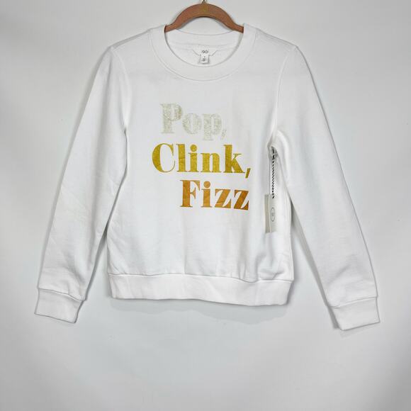 1901 Pop Clink Fizz Sweatshirt White Small NWT Holiday Champagne New Years - Picture 4 of 10